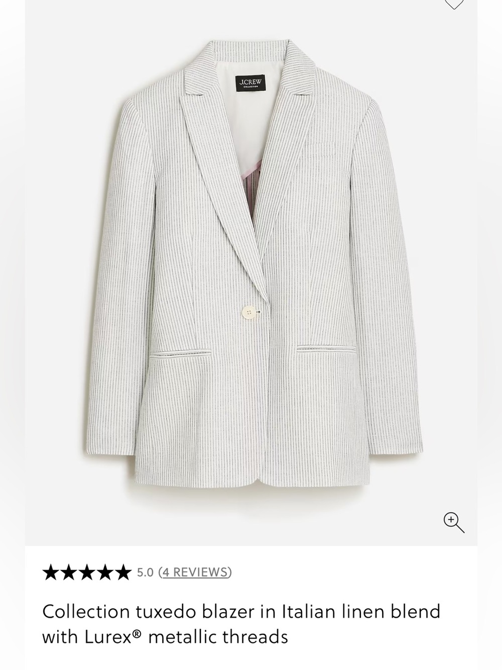 J Crew Collection 3 Piece Suit Italian Linen Blend - Ivory Grey Lurex 12,14 EUC